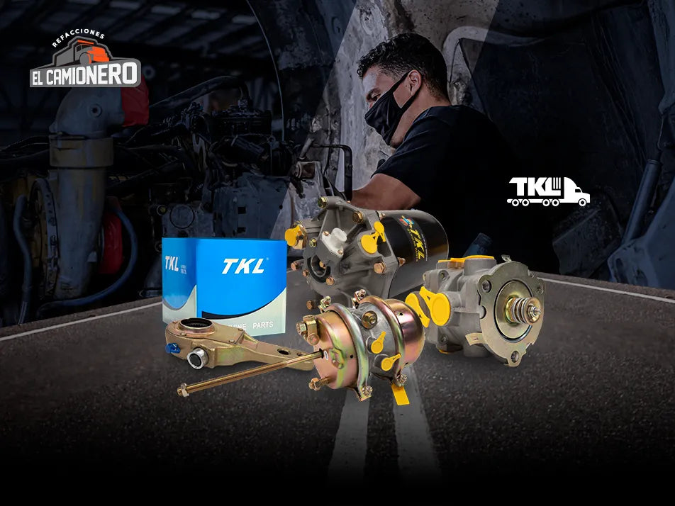 Refacciones TKL para tractocamiones, incluyendo rotochambers, perillas de freno y secadores de aire.