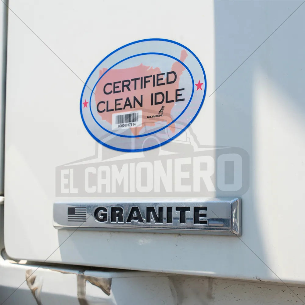Logo de 'GRANITE' y un calcomanía de certificación 'Certified Clean Idle'