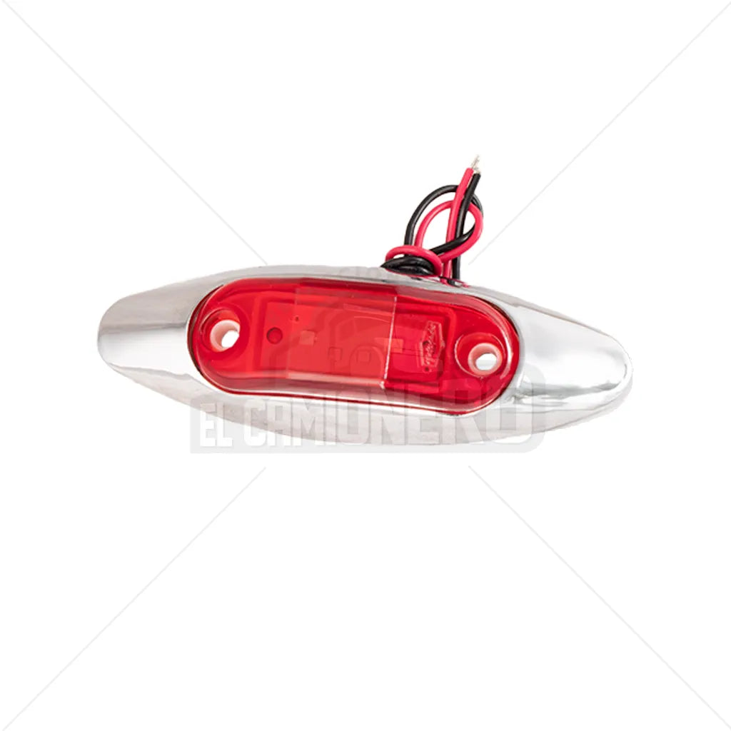 Lampara led roja base plana con aro cromado plástico Multipartes  008L137-14/MV