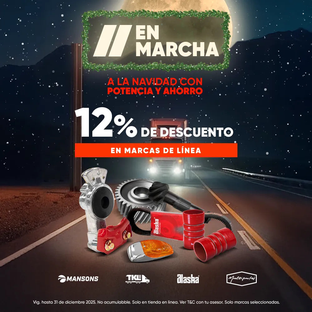 12% de descuento en tractopartes como engranes, mangueras de turbo, luces y componentes de suspensión de las marcas Mansons, TKL, Alaska y Multipartes.