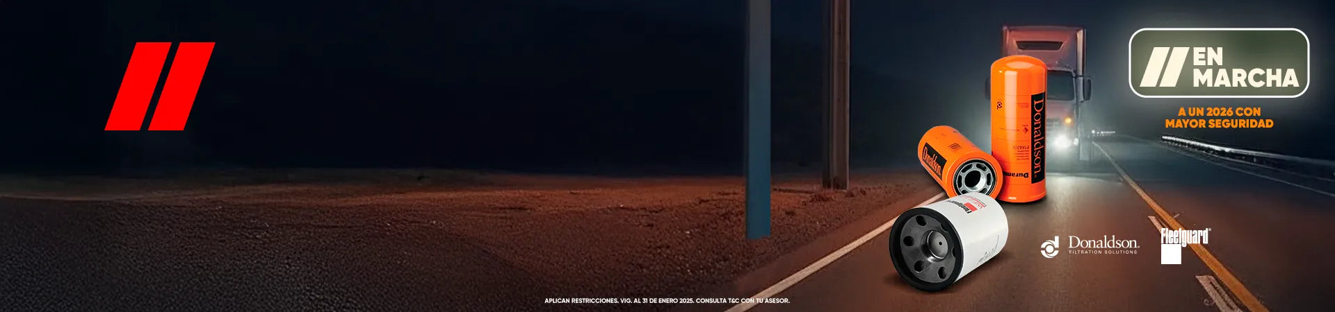 Filtros de motor para camión marcas Donaldson y Fleetguard en promoción