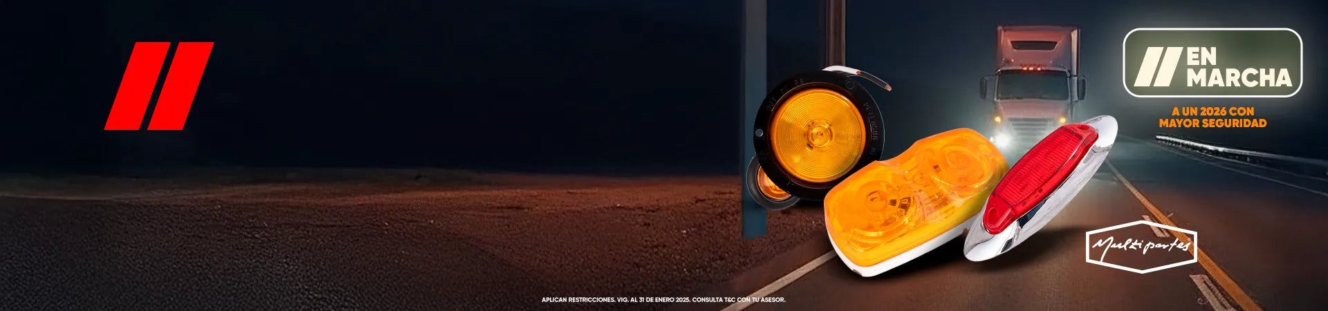 Juego de luces ámbar y rojas para seguridad de camiones en carretera