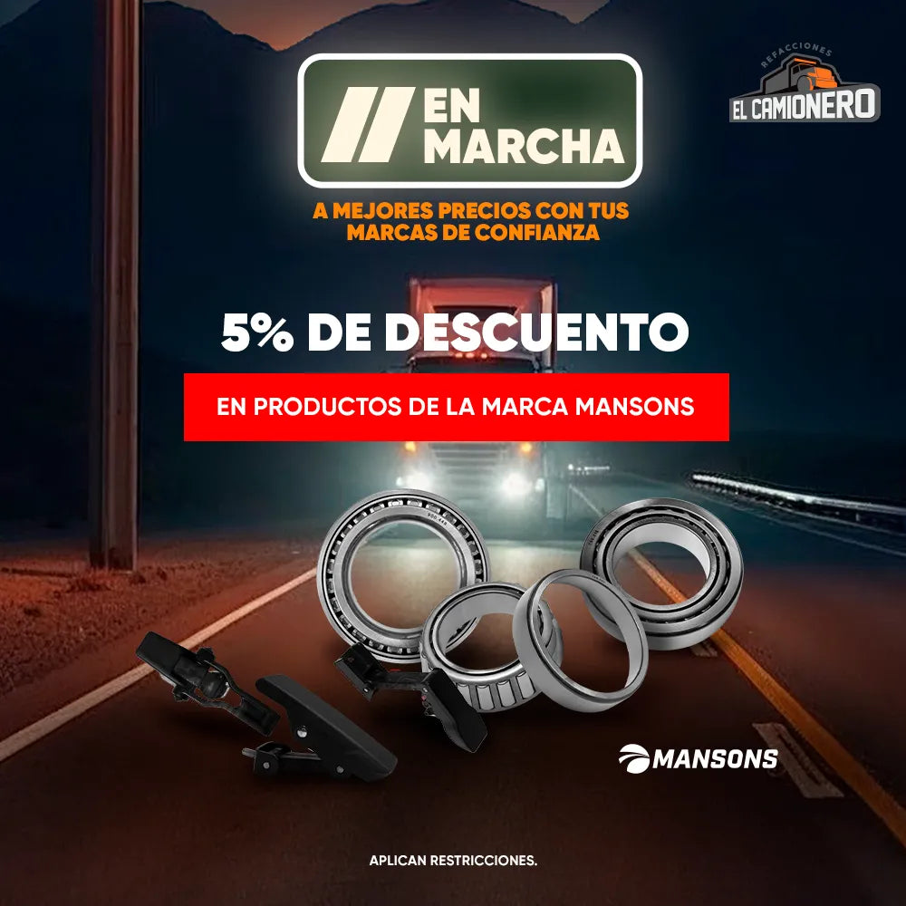 Rodamientos y baleros cónicos marca Mansons con 5% de descuento